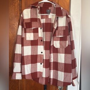 H&M Burnt Orange and Cream Plaid Shirt